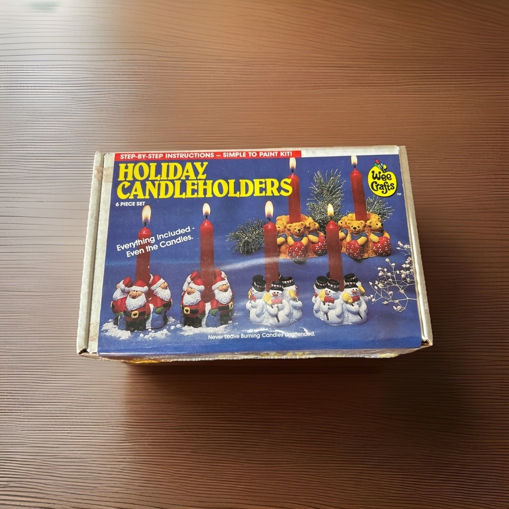 Vintage Wee Crafts Holiday Candleholders Christmas Kit #21519 NEW Sealed